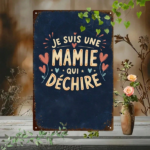 CIFbuy Vintage French Je Suis Une Super Grand-Mère Metal Sign, Retro Heart Pattern Tin Plaque, 2D Flat Decorative Wall Art For Grandma TikTok, TikTok, dma Self-pickup Logiopics - Image 5