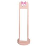 Pink, bow-themed, MDF (medium-density fiberboard) painted finish, 1-door, 1-shelf, rotatable base, children's jewelry mirror cabinet - Image 4