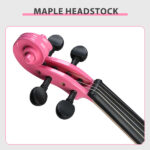 Full Size 4/4 Bunnel Edge Electric Silent Violin with Case Bow Rosin Headphone Connecting Line Pink - Image 6