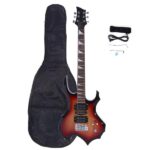 Novice Flame Shaped Electric Guitar HSH Pickup Bag Strap Paddle Rocker Cable Wrench Tool Sunset Color