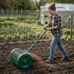 Compost Spreader with Adjustable Handle, 24" Wide, Lawn and Garden Peat Moss Roller with Side Latches, Powder Coated Steel Mesh Basket for Spreading Manure, Topsoil, Green - Image 10