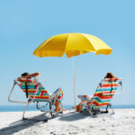 Same Code 14464082 63*70*99cm Heightened Oxford Cloth Silver White Aluminum Tube Bearing 100kg Beach Chair Rainbow Stripes - Image 8
