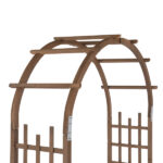 7FT Wooden Garden Arbor, Wedding Arch Backdrop Stand for Ceremony Party, Garden Pergola with Trellis for Climbing Plants, Dark Brown - Image 6