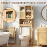 2-Door 3-Tier Toilet Cabinet Particleboard Melamine-Faced Bathroom Vanity Bathroom Cabinet with Rattan Surface 23.62*8.66*66.93in Natural Wood - Image 11