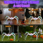 Replace 43966577 3FT Halloween Decorations Light Up Spider, Outdoor Halloween Decor Lighted Iridescent Spider, Weather Proof Pre-lit Spider with 340 LED Lights, for Front Yard Porch Gardens Lawns Party - Image 8
