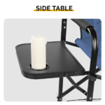 Same Code 51627668 31" Tall Directors Chair with Footrest, 4Portable Bar Height Folding Camping Chair with Built-in Cup Holder, Side Table, Storage Pocket, Gray & Navy - Image 6