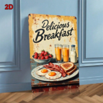 CIFbuy 1PC 8x12 Inch Vintage Metal Sign, Fried Eggs Bacon Toast Breakfast Wall Art, Waterproof Rustproof Iron Plaque, Retro Kitchen Dec TikTok, TikTok, Dec Self-pickup Logiopics - Image 6