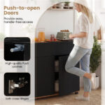 31.5" Kitchen Buffet Sideboard Cabinet with Push-to-Open Doors, Wood Storage Cabinet for Dining Room - Black - Image 7