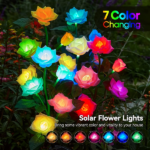 Solar Lights Outdoor Waterproof for Garden Decor, 4 Pack Solar Garden Lights for Outside, Outdoor Solar Lights for Yard with Solar Flowers Lights, Solar Powered Yard Decorations - Image 7