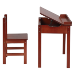 Flip Top Kids Table and Chair Set, Wood Activity Table Set with Storage Space for Arts Crafts, Dark Coffee - Image 10