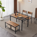 Dining Table Set for 4, Kitchen Table with 2 Chairs and a Bench, 4 Piece Kitchen Table Set for Small Space, Home Kitchen Bar Pub Apartment, Rustic Brown - Image 19