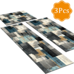 Three-piece kitchen rug set, non-slip and washable, abstract pattern kitchen hallway rug, soft and comfortable, suitable for sinks, floors, entrances, hallways and bathrooms. - Image 2