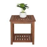 Square Wood Side Table Carbonized Color - Image 3