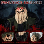 5.7ft Halloween Decorations Outdoor Life Size Animatronics Wizard with Pumpkin Face, Sound-Actived Party Decor with Creepy Sound , Scary Haunted House Props for Garden Yard Lawn - Image 5