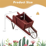 2 In 1 Wheelbarrow Planter Wooden Wagon Planter with 9 Magnetic Accessories for Garden Yard - Image 4