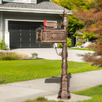 Decorative Large Mailbox with Post, Heavy Duty Cast Aluminum Postal Mail Box with Address Plaque, Antique Bronze - Image 12