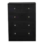 25.98”*15.75"*35.83"(L*W*D) 4-Tier 5-Drawer Cabinet Drawer Dresser with Gold Handles Black