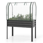 3-in-1 Metal Raised Garden Bed with Mini Greenhouse Cover, Elevated Planter Box - Black - Image 3