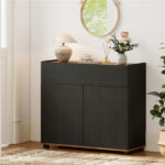 31.5" Kitchen Buffet Sideboard Cabinet with Push-to-Open Doors, Wood Storage Cabinet for Dining Room - Black - Image 6