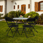Replace 8542051 4pcs Injection Molding Classic Garden Plastic Folding Chair Black - Image 23