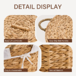 145L Round Laundry Hamper with Lid, Woven Natural Water Hyacinth Laundry Hamper - Image 3