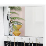 Simple PVC Wood Grain Coating Photo Storage Damp-proof Jewelry Mirror Cabinet White - Image 21