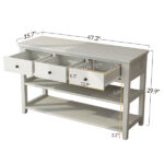 Console Table with Wood Frame and Legs, Sofa Table Entryway Table with 3 Drawers and 2 Open Shelves Antique White - Image 11