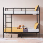 Same Code 12883671 Iron Bed Bunk Bed with Ladder for Kids Twin Size Black - Image 39
