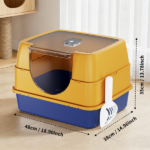 Galaxy enclosed orange cat litter box, sealed to prevent odors and sanding, stable and durable, suitable for pet families worldwide - Image 2