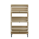 Rattan 3 Door Shoe Rack, Freestanding Modern Shoe Storage Cabinet, for Entryway - Image 11