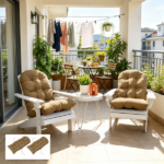 2-Pack Khaki Tufted High Back Chair Cushions Set Non-Slip Patio Furniture Pad for Outdoor Living Space Only seat cushion - Image 5