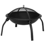 22" Four - legged Folding Iron Brazier Wood Burning Fire Pit Decoration for Backyard Poolside - Image 12