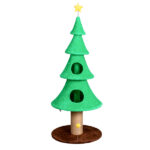 59in Large Tall Christmas Tree Cat Tower with 2 Cat Condos & Scratching Post, Soft Fleece Cat Tree with Teaser Toy & Sturdy Base & Built-in Openings for Indoor Cats, Green - Image 15