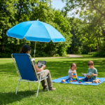 1 Pack Heavy Duty Steel Beach Chair with Umbrella, XL Size 15" Seat Height Royal Blue, Oxford Cloth with Support Bar, Single Position Adjustable, 120kg Load - Image 12