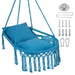 Beige Boho Macrame Hanging Swing Chair with 2 Padded Cushions, 330LBS Capacity Hammock Chair for Indoor Outdoor Bedroom Patio Balcony - Image 26