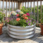 Round Galvanized Steel Raised Garden Bed 24×24×11.5 In Outdoor Planter for Vegetables Herbs Flowers - Image 2