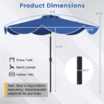 10 Ft Solar Powered Patio Umbrella with 24 LED Lights, Beige Outdoor Market Umbrella - Image 8