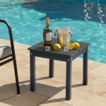 Outdoor Side Table, HDPE Adirondack Table Patio Side Table, Weather Resistant End Table Small Outdoor Table, Dark Grey, Square - Image 7
