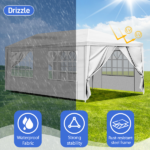 10'x20' Outdoor Party Tent with 6 Removable Sidewalls, Waterproof Canopy Patio Wedding Gazebo, White - Image 15