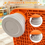 25.5 Inch Kids Mini Trampoline with Non-Slip EVA Jumping Surface, Rounded Edge PU Foam Foot Pads Compact Indoor Outdoor Balance Bounce Toy for Toddlers Ages 3+ Orange - Image 9