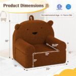 Bear-Shaped Kids Sofa, Teddy Fleece Foam Chair for Toddlers 3+, Portable Bear-Shaped Couch (Brown) - Image 7