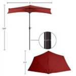 9FT Outdoor Half Patio Umbrella - Balcony Furniture, Red - Image 2
