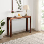 46 inch Pinewood Entryway Table, Console Table Entrance Table, Narrow Sofa Table for Living Room Entryway Hallway, Walnut - Image 8