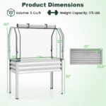 3-in-1 Metal Raised Garden Bed with Mini Greenhouse Cover, Elevated Planter Box - Silver - Image 4