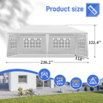 10'x20' Outdoor Party Tent with 6 Removable Sidewalls, Waterproof Canopy Patio Wedding Gazebo, White - Image 9