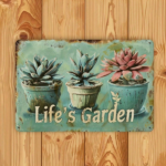 CIFbuy Vintage Life Garden Metal Tin Sign 12x8 Inch Rustic Succulent Wall Art, Teal Pink Accents Waterproof Rustproof Home Decor Plaque TikTok, TikTok, aque Self-pickup Logiopics - Image 3