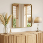 Anti-Fog Bathroom Wall Mirror – 28" x 32" Shatterproof Mirror with Rectangular Metal Frame, Gold (Shipment from Walmart)