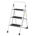 Home Use 3-Step Short Handrail Iron Ladder Black & White - Image 7