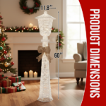 5FT Lighted Lamp Post with Bowknot Christmas Decorations, Pre-lit Holiday Decor with 110 Warm White LED Lights for Xmas Outdoor Indoor Decor Lighted Holiday Displays - Image 2