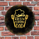 CIFbuy 1pc 2D Flat Round Sign Best Flippin Dad Retro Plaque, "Retro Plaque, 8x8in Kitchen Barbecue Decor" Decor, Father's Day Gift for Dad Garage Bar W TikTok, Tok, temu Self-pickup Logiarics - Image 6